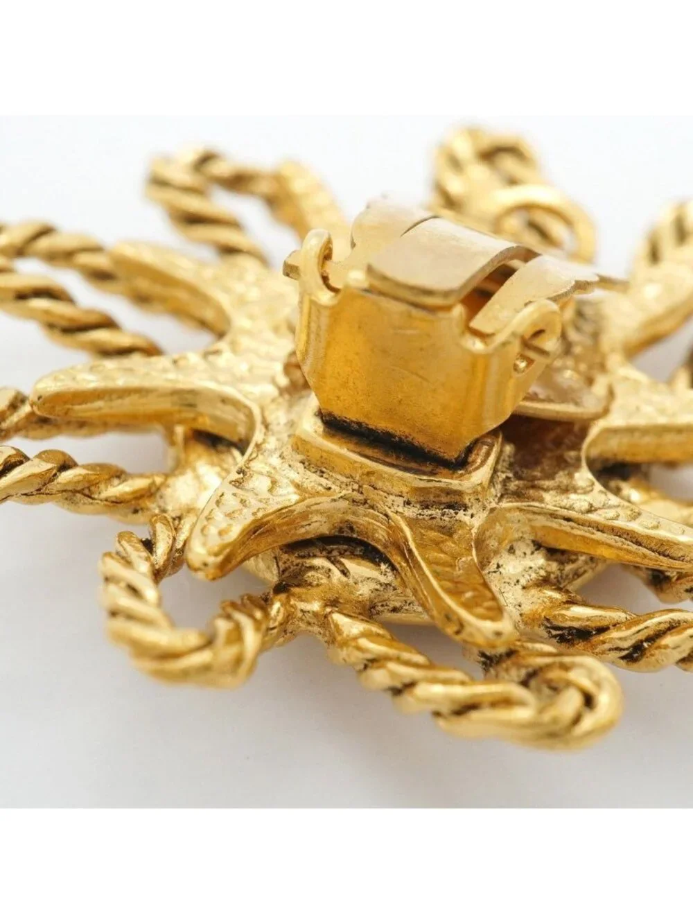 Chanel Earrings Vintage CC Logo Sun Motif Gold Plated